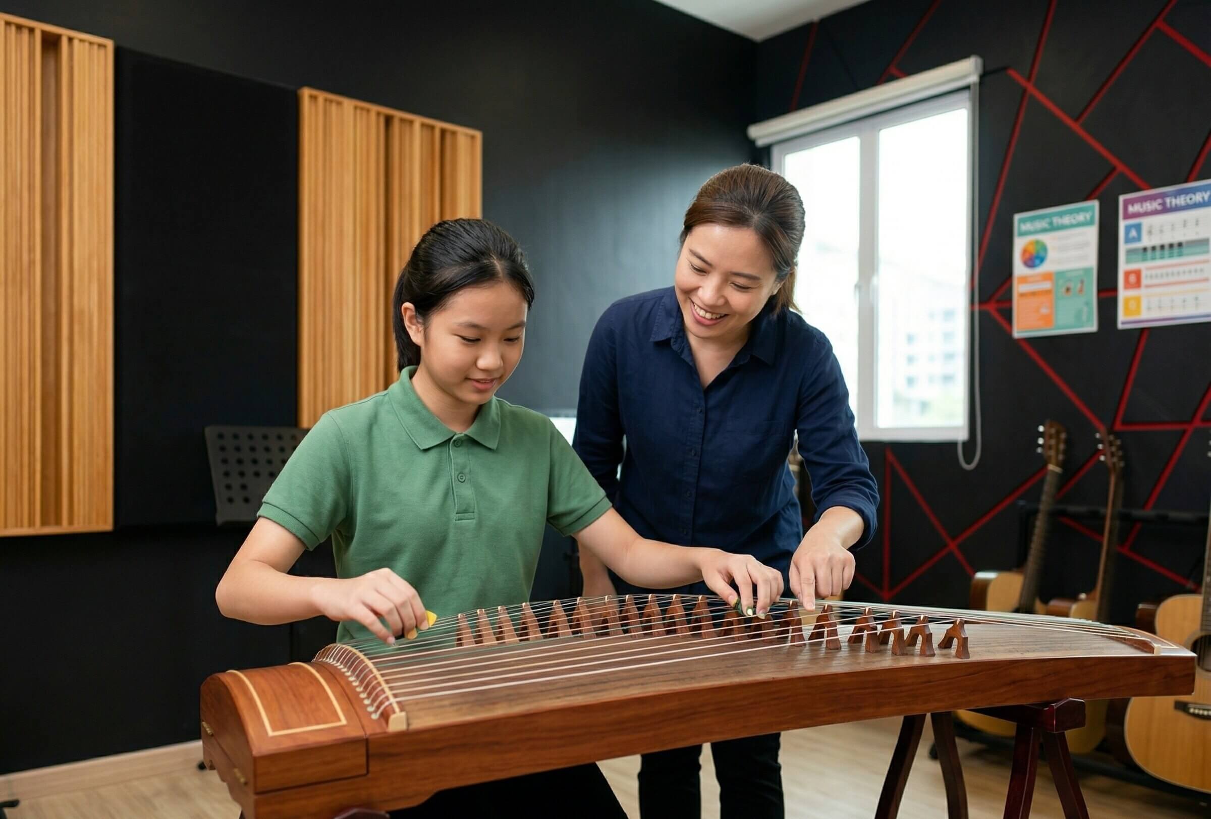 Student playing guzheng
