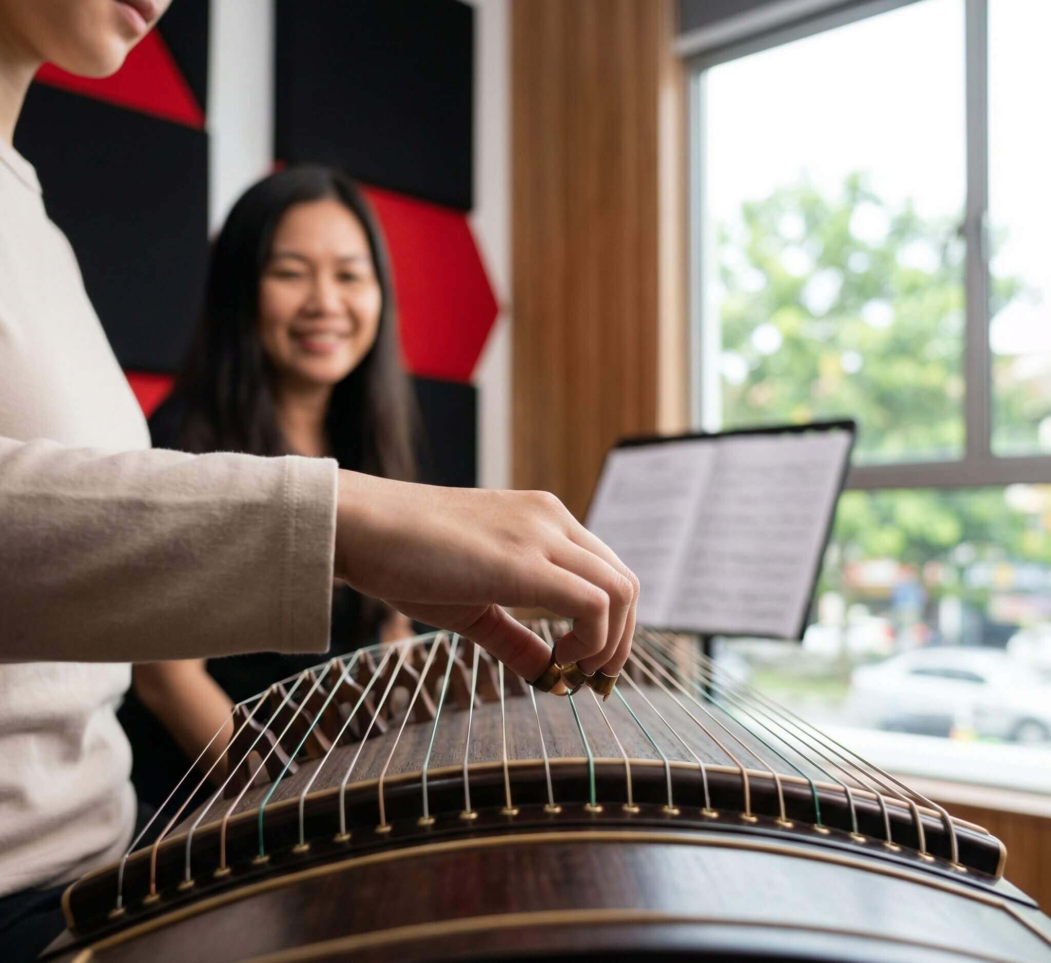Guzheng strings close-up